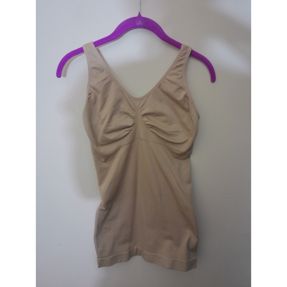 Rhonda Shear Shaper Camisole Women XL Beige Seamless Ruched V-Neck Tank